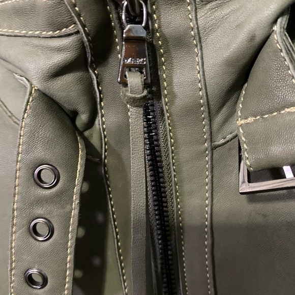Andrew Marc Leather Moro Jacket Olive - Picture 4 of 16
